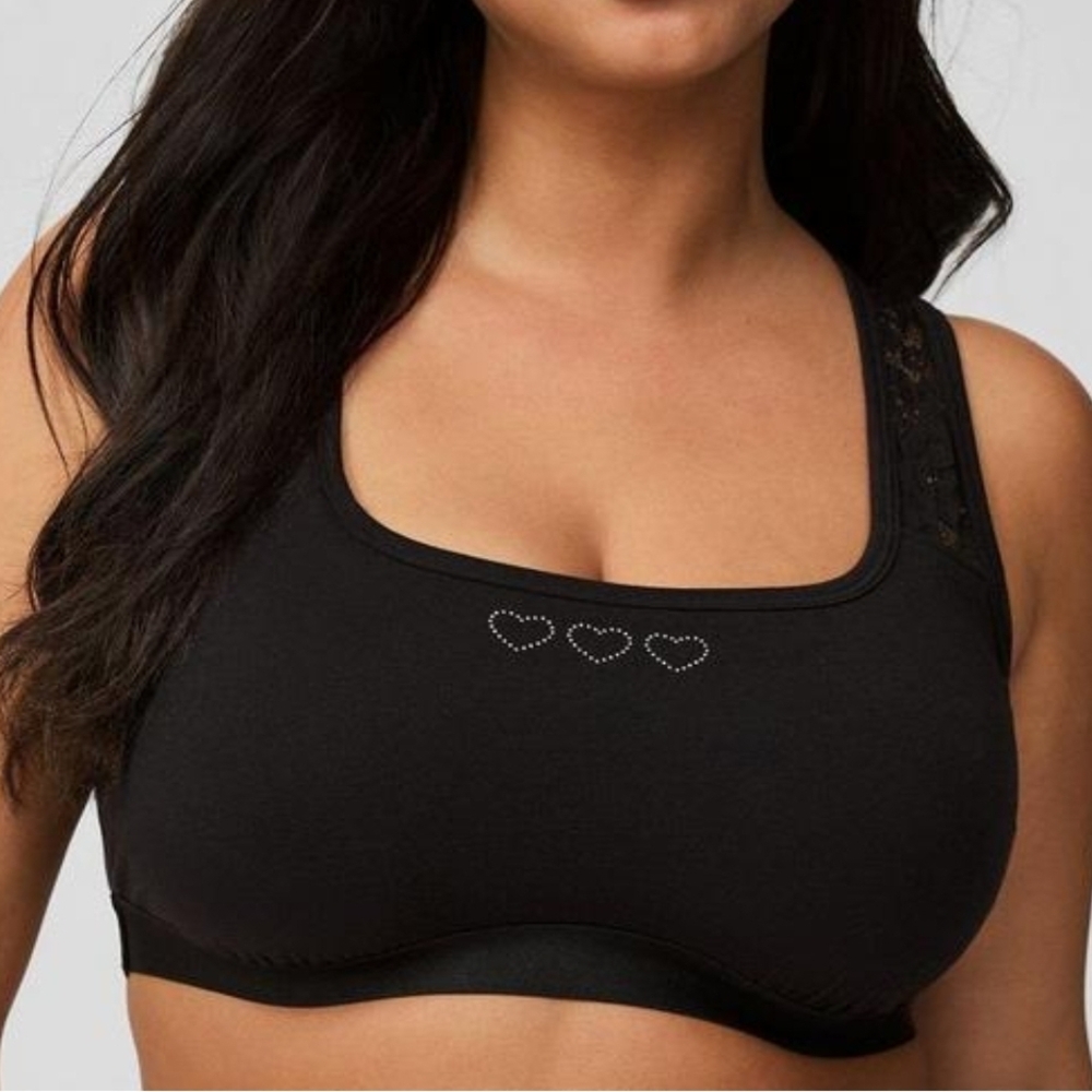 Torrid Cotton Bralette with Wide Straps and Heart Design